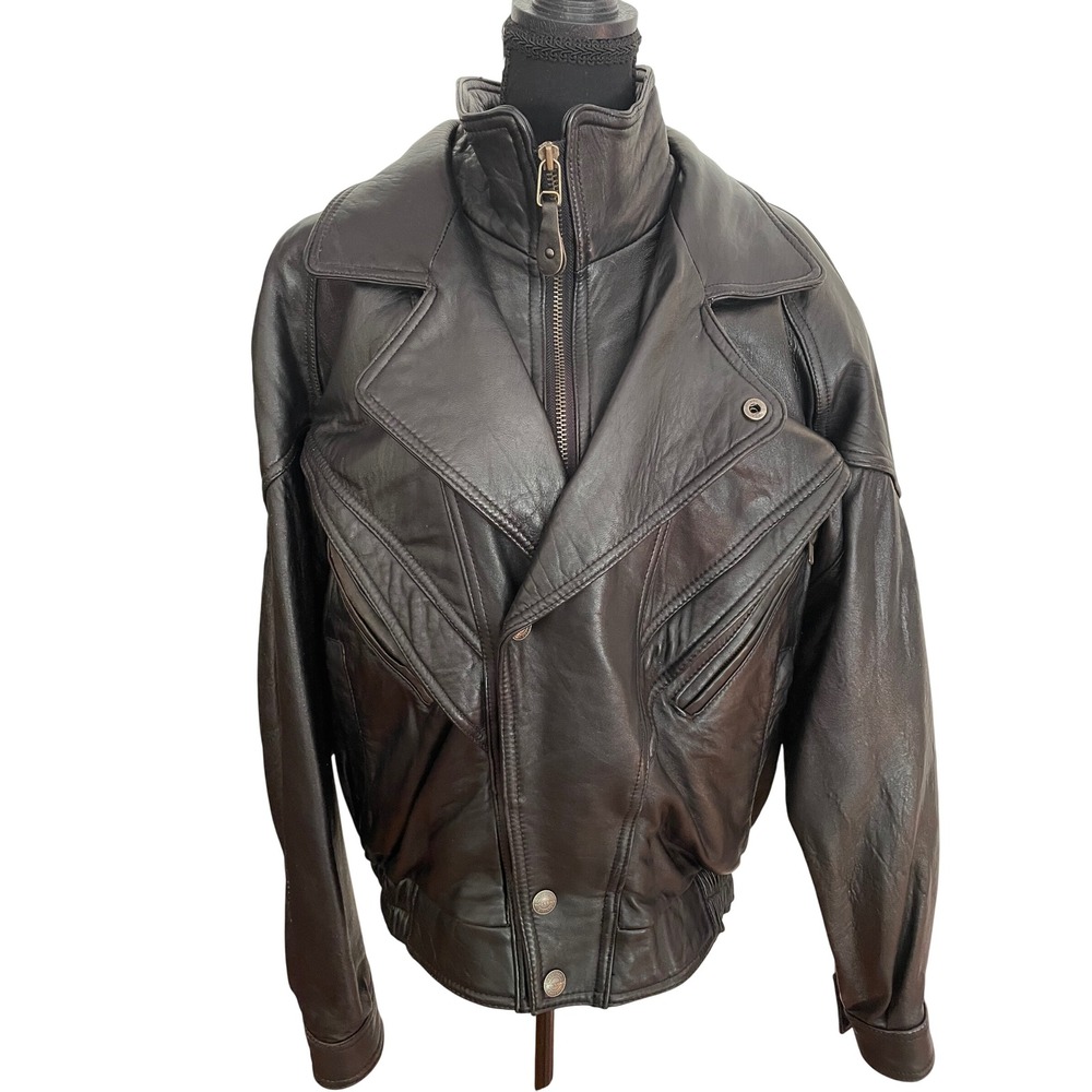 Wilsons Leather Bomber Jacket Mens L Black Thinsulate Vintage 80s Biker Gorpcore